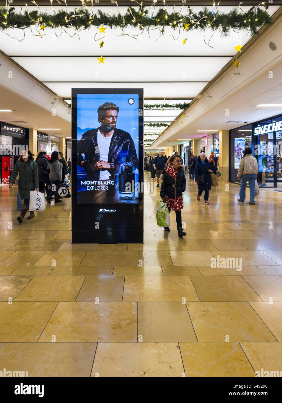 Digital advertising screen in a shopping mall: Phillip Roberts - Smartphone Captured Stock Image
