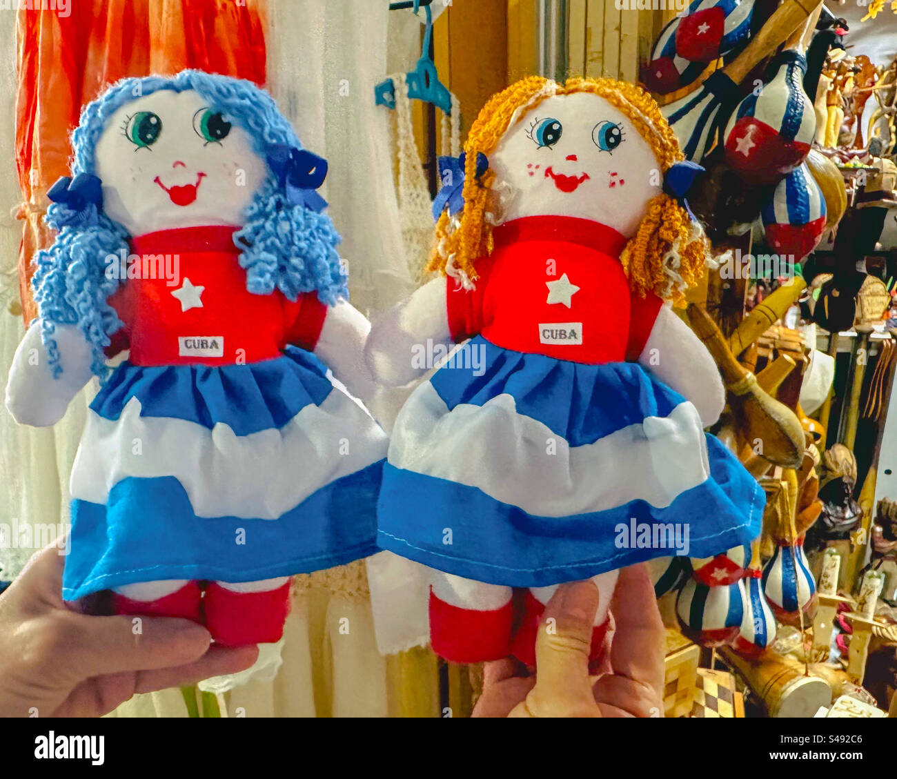 Two rag dolls, Cuban souvenir at the artisans’ market Stock Photo