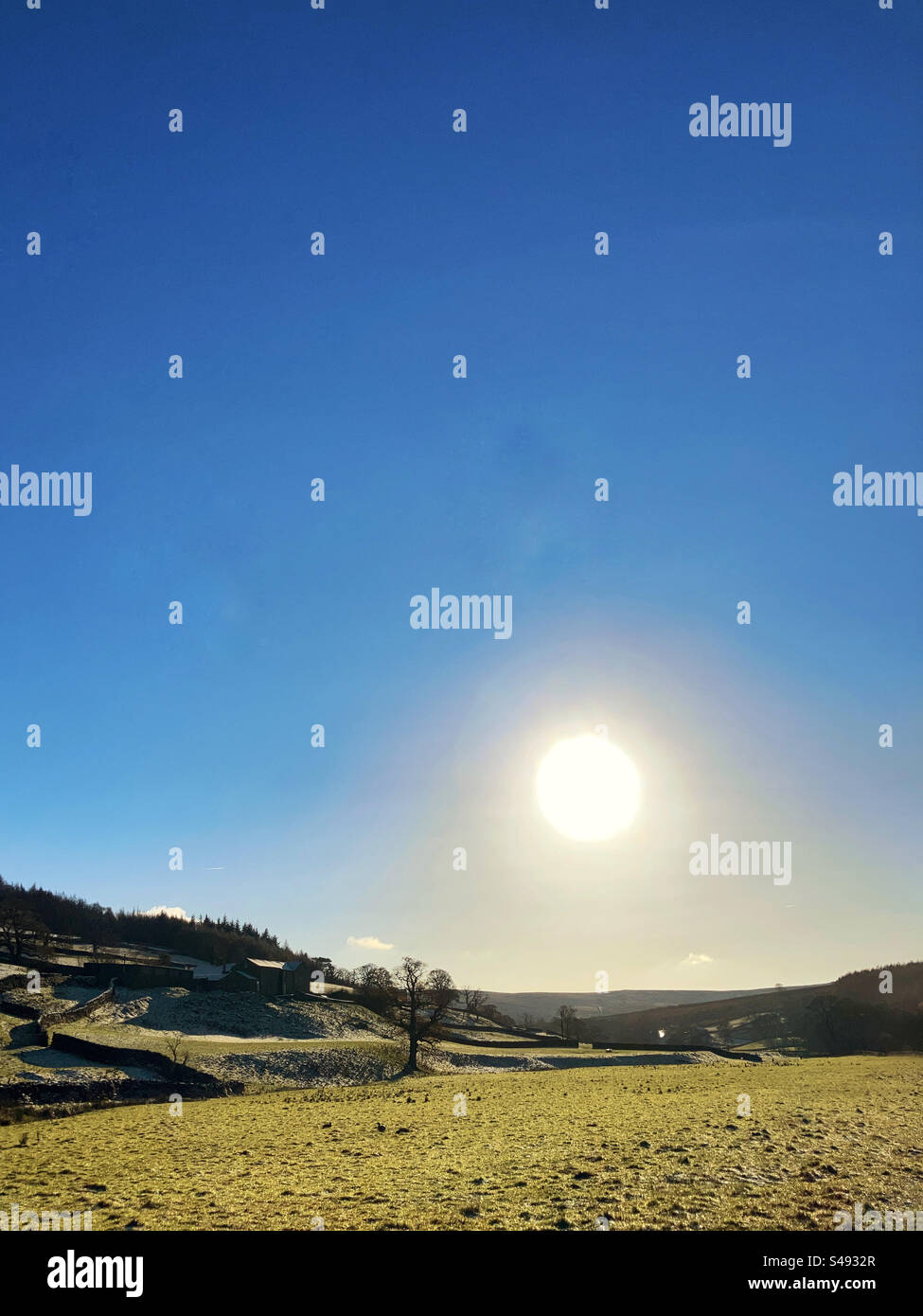 Low winter sun in the Yorkshire Dales - Smartphone Captured Stock Image