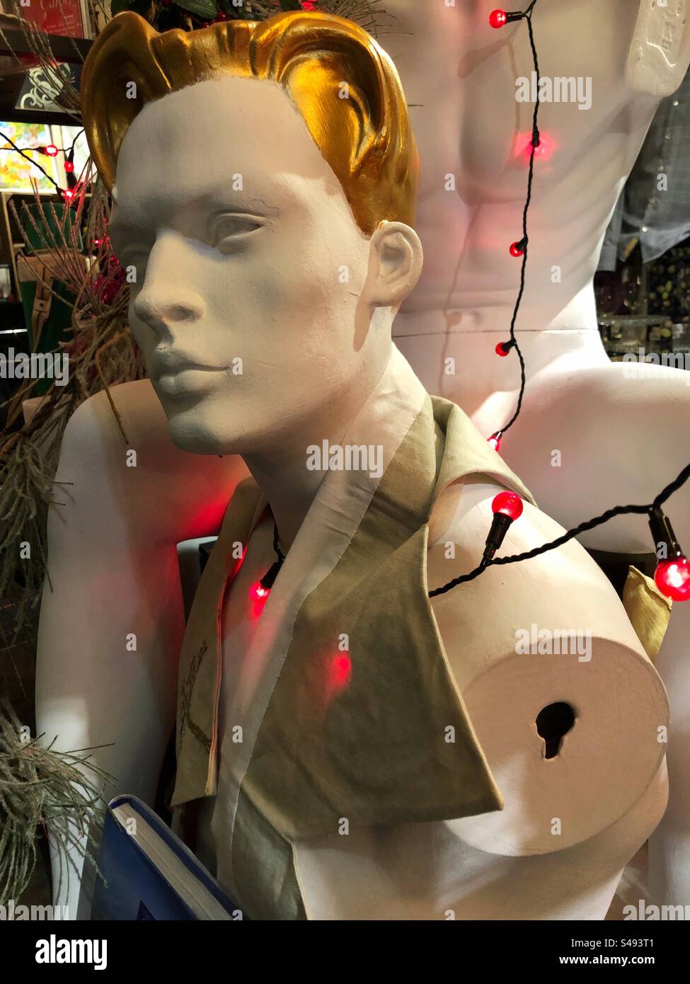 Shop dummy with Christmas lights - Smartphone Captured Stock Image