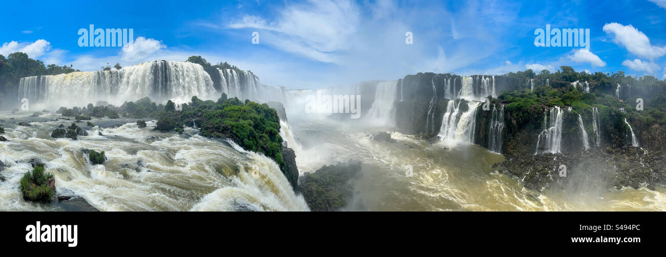 Panorama of Iguazu falls in Brazil - Smartphone Captured Stock Image