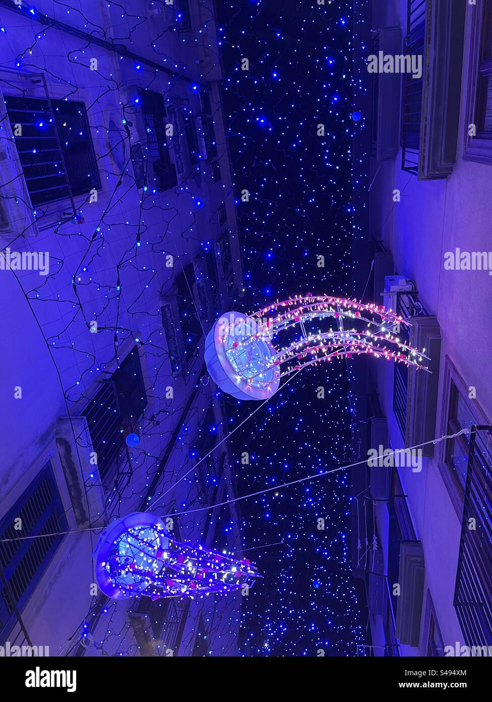 Artistic lights, Salerno, Italy - Smartphone Captured Stock Image