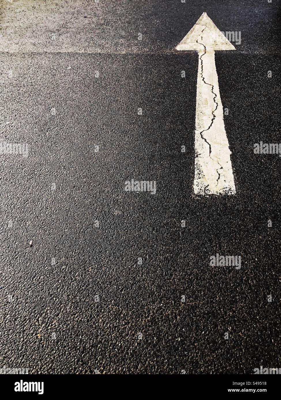 Ahead arrow road markings - Smartphone Captured Stock Image