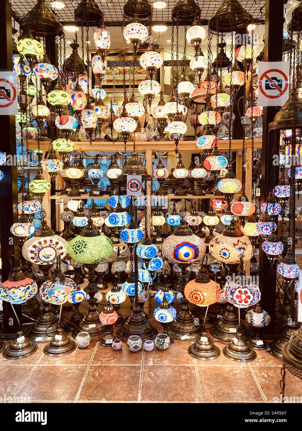 Multi colored candlesticks in Kotor, Montenegro - Smartphone Captured Stock Image