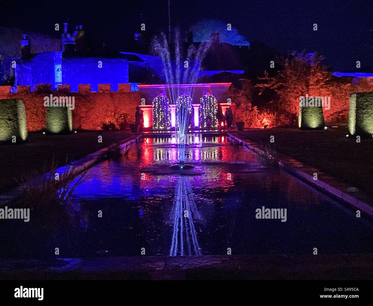 The Queen Mother’s Garden illuminated in a special sound and light show at Walmer Castle Stock Photo