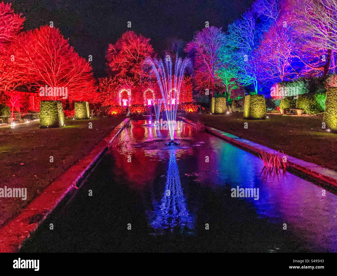 Sound and light spectacular in the Queen Mother’s Garden at Walmer Castle - Smartphone Captured Stock Image