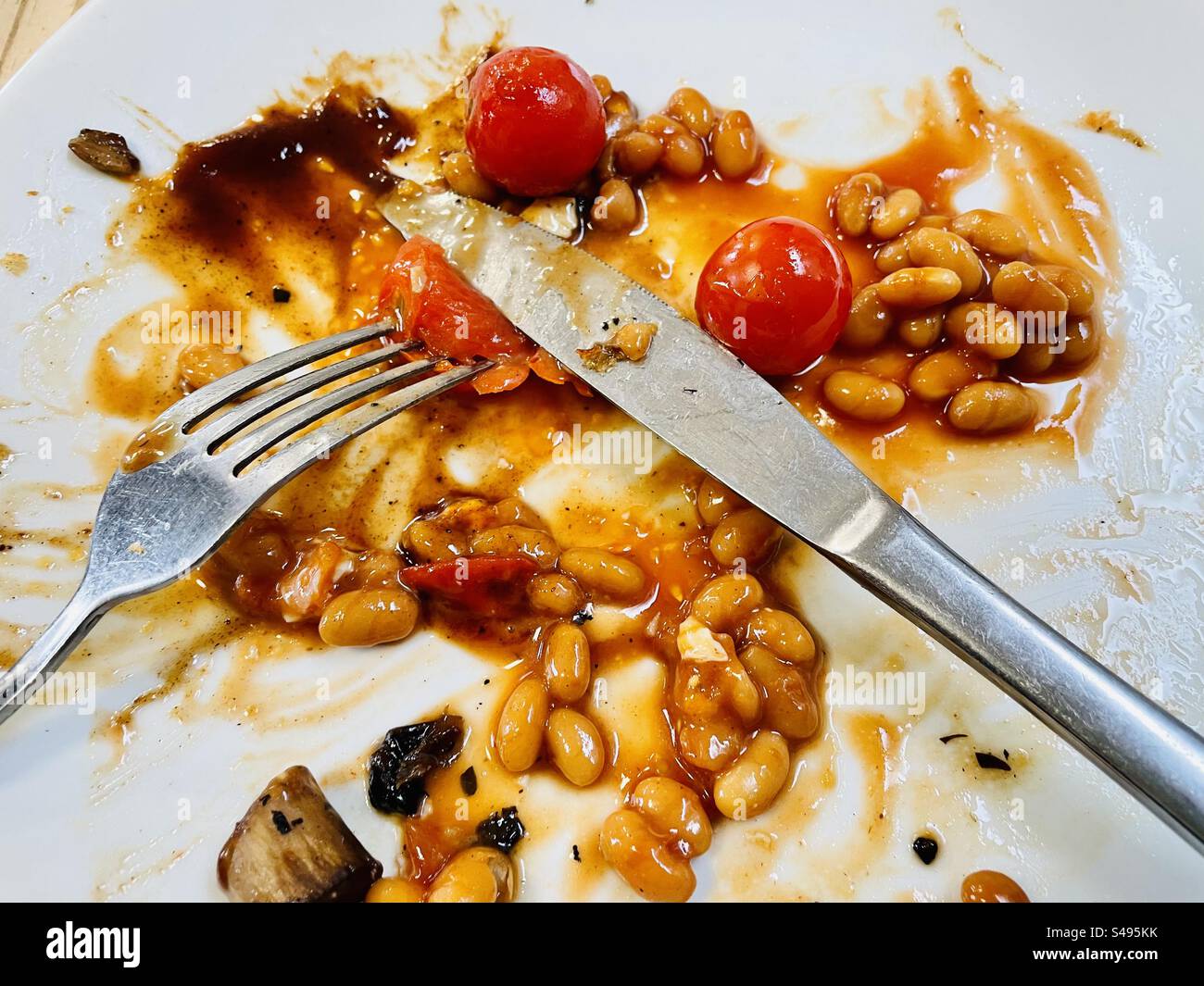 Left overs of a full English breakfast Stock Photo - Alamy