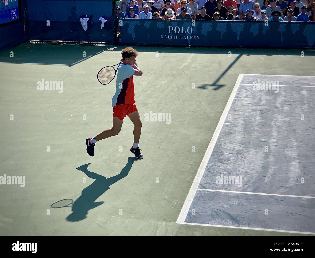 Ben Shelton versus N. Borges Men’s Singles US Open 2022. - Smartphone Captured Stock Image