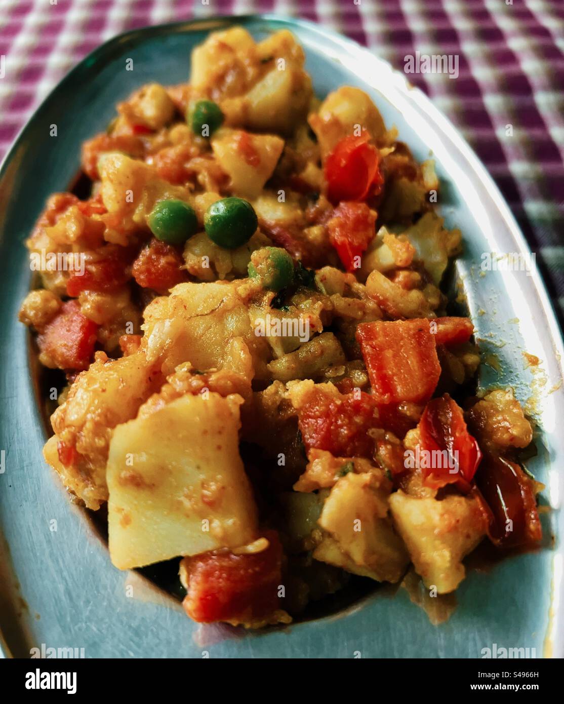 A bowl of mixed vegetables served for lunch and dinner - Smartphone Captured Stock Image