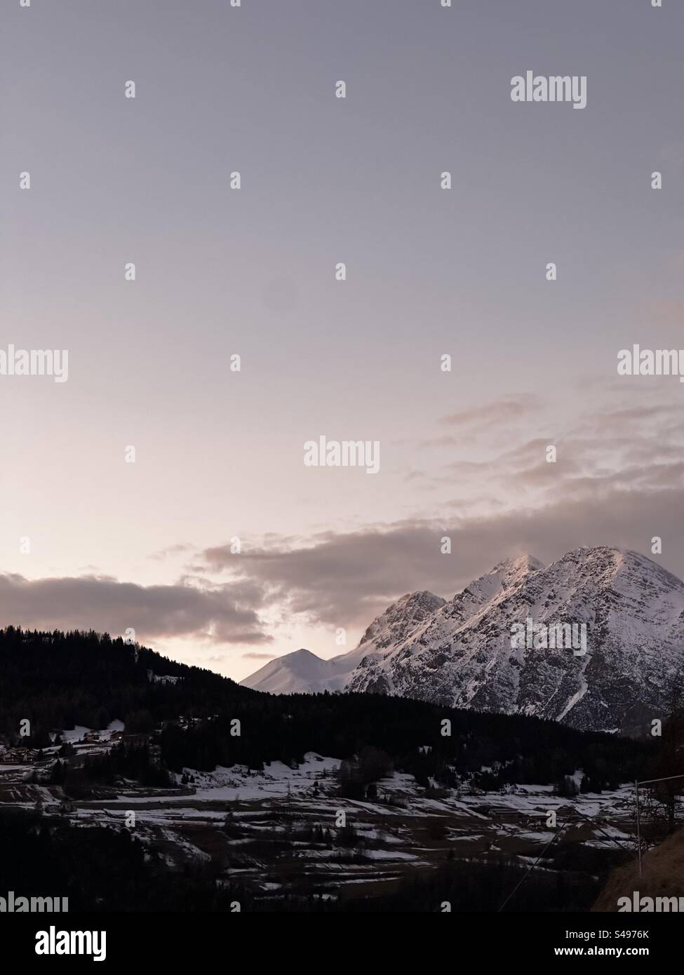 Snow in three mountains - Smartphone Captured Stock Image