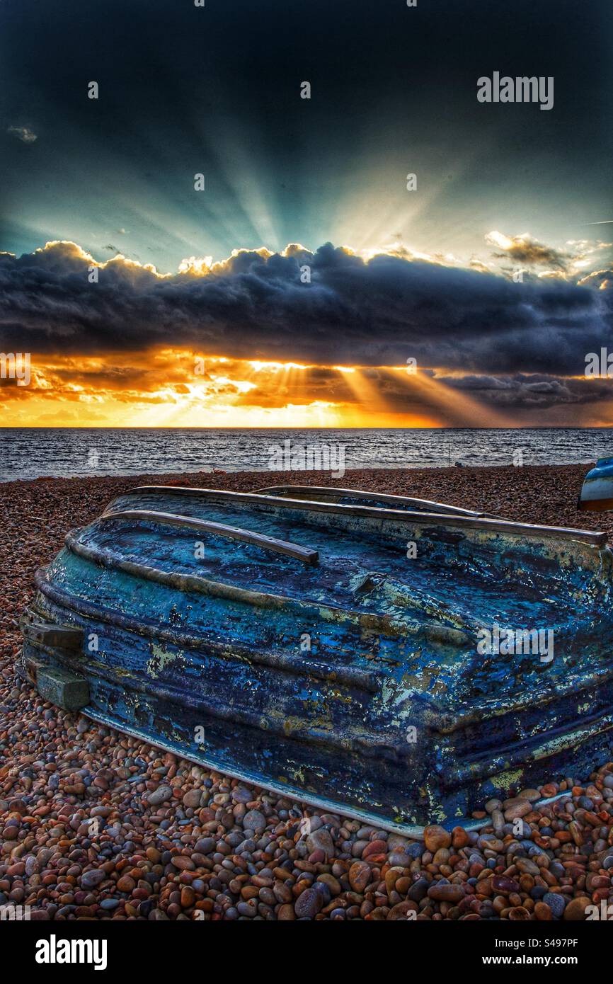 Dorset Beach at sunset - Smartphone Captured Stock Image