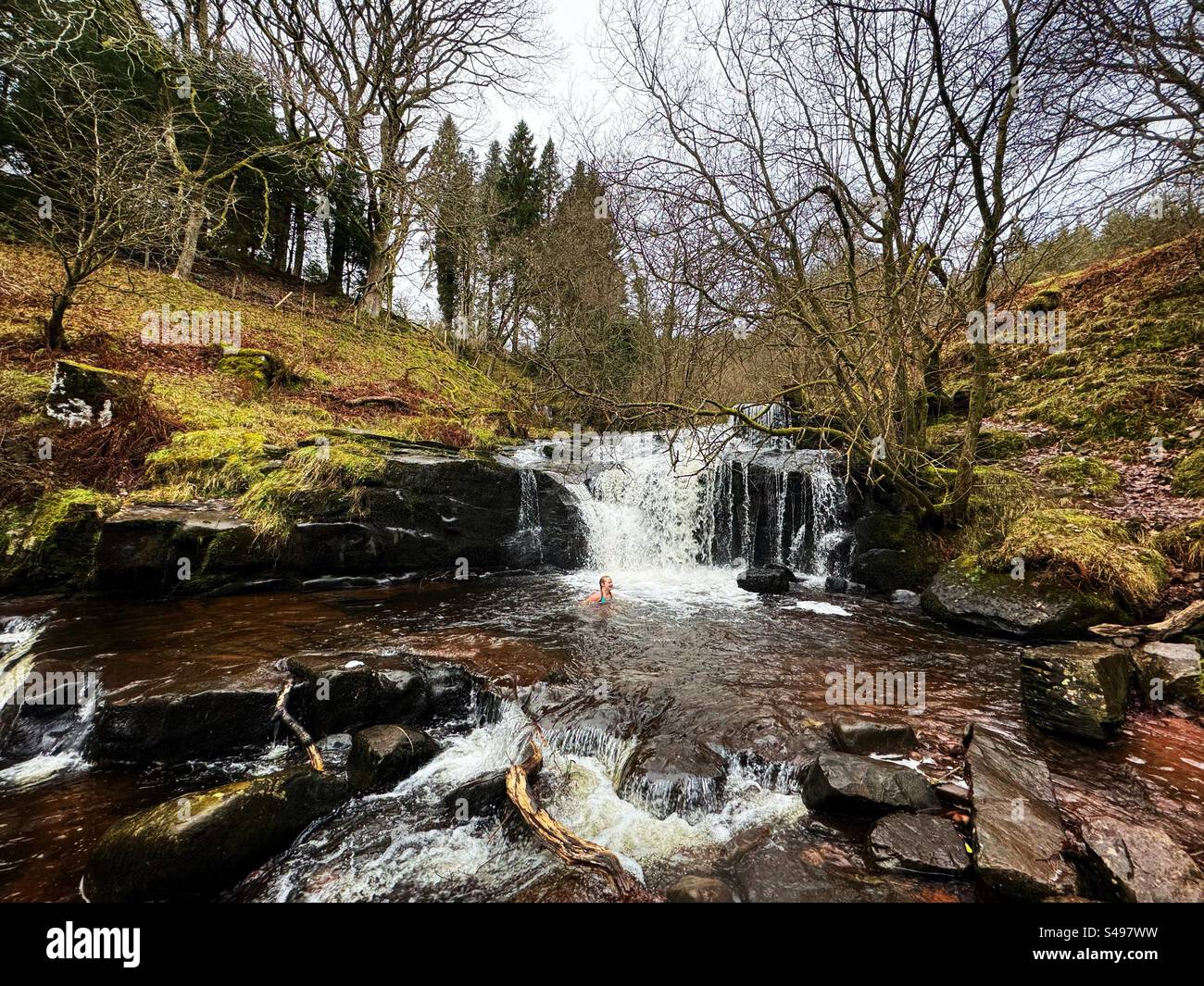 Waterfall on the Caerfanell river, Blaen y Glyn, Brecon Beacons (Bannau ...