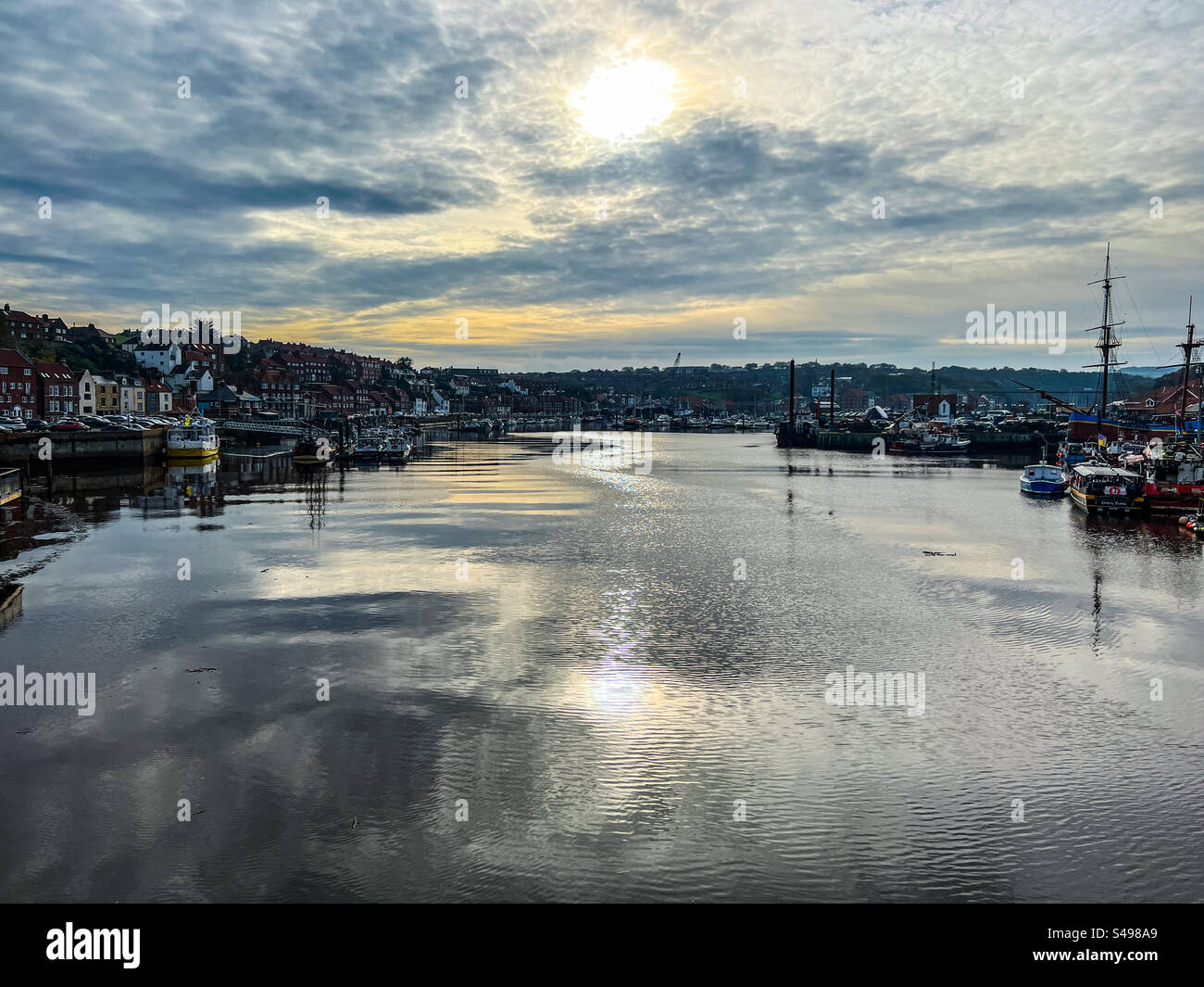 River Esk in Whitby at sunset - Smartphone Captured Stock Image