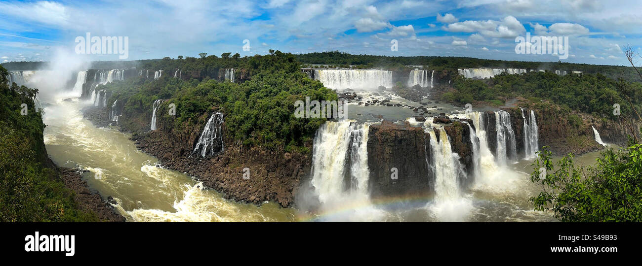Panoramic of Iguazu falls in Brazil - Smartphone Captured Stock Image