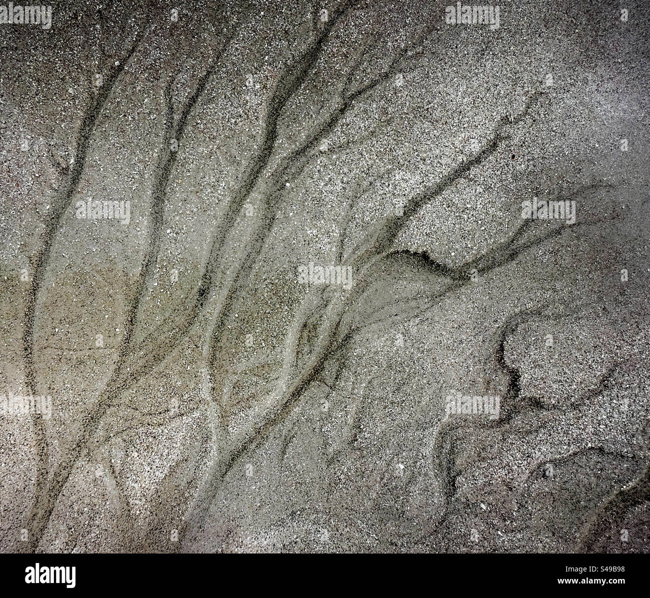 Pattern in sand in beach formed by ebbing tide - Smartphone Captured Stock Image
