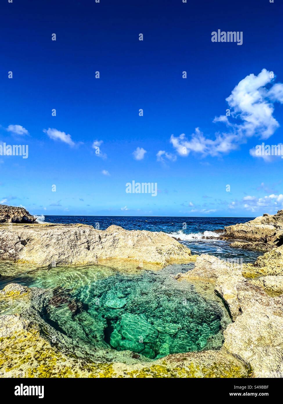 The Queen’s Baths in Eleuthera, Bahamas on November 11, 2023. - Smartphone Captured Stock Image