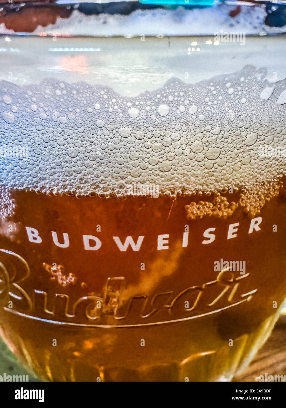 Pint of Budvar Budweiser beer - Smartphone Captured Stock Image