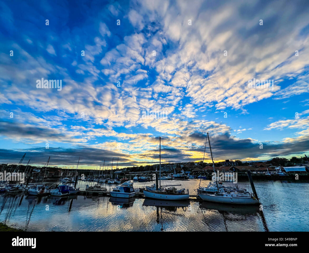 River Esk in Whitby North Yorkshire at sunset - Smartphone Captured Stock Image