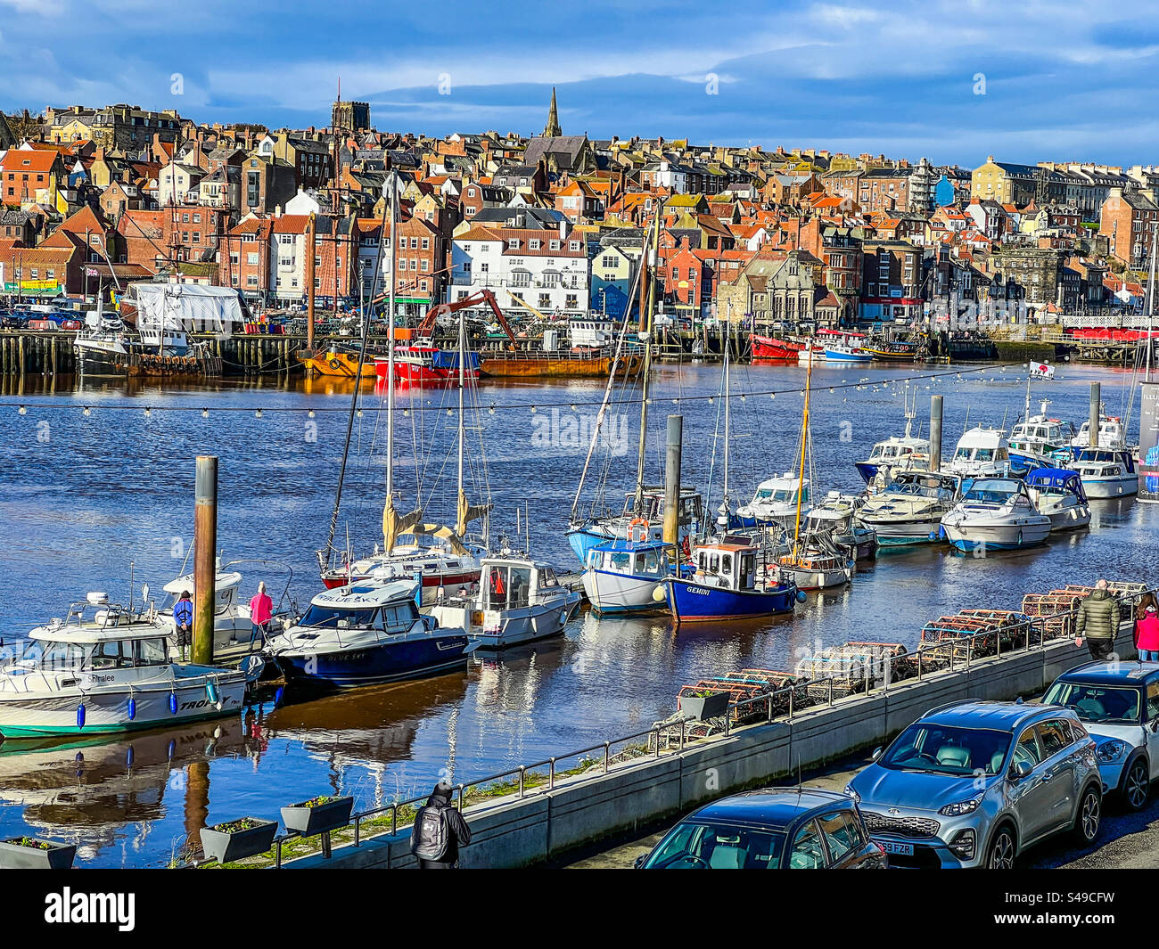 View down the River Esk in Whitby North Yorkshire - Smartphone Captured Stock Image