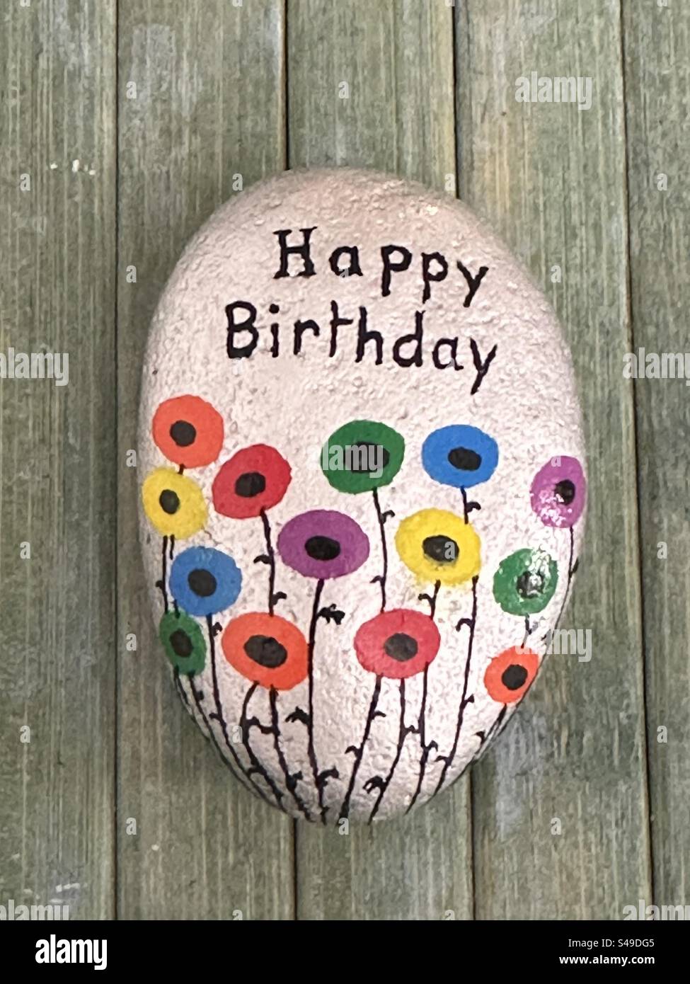 Happy Birthday stone for a special day Stock Photo