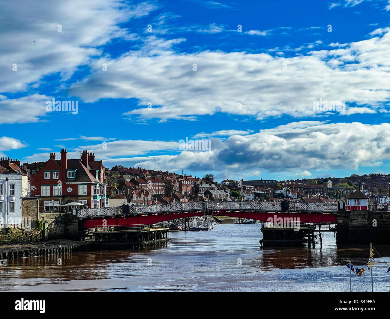 Whitby swing bridge on the River Esk in North Yorkshire - Smartphone Captured Stock Image