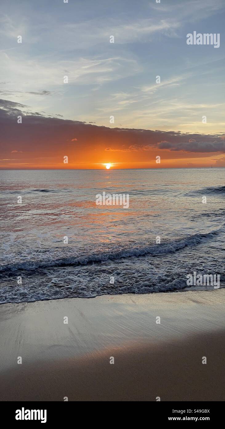 Sunset in Puerto Rico, island 2024 at Rincon beach Stock Photo Alamy