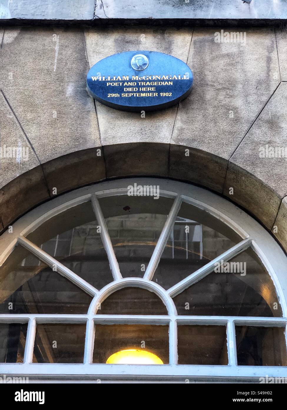 Worlds worst Poet and tragedian William McGonagall died here 1902, South College Street, Edinburgh Scotland - Smartphone Captured Stock Image