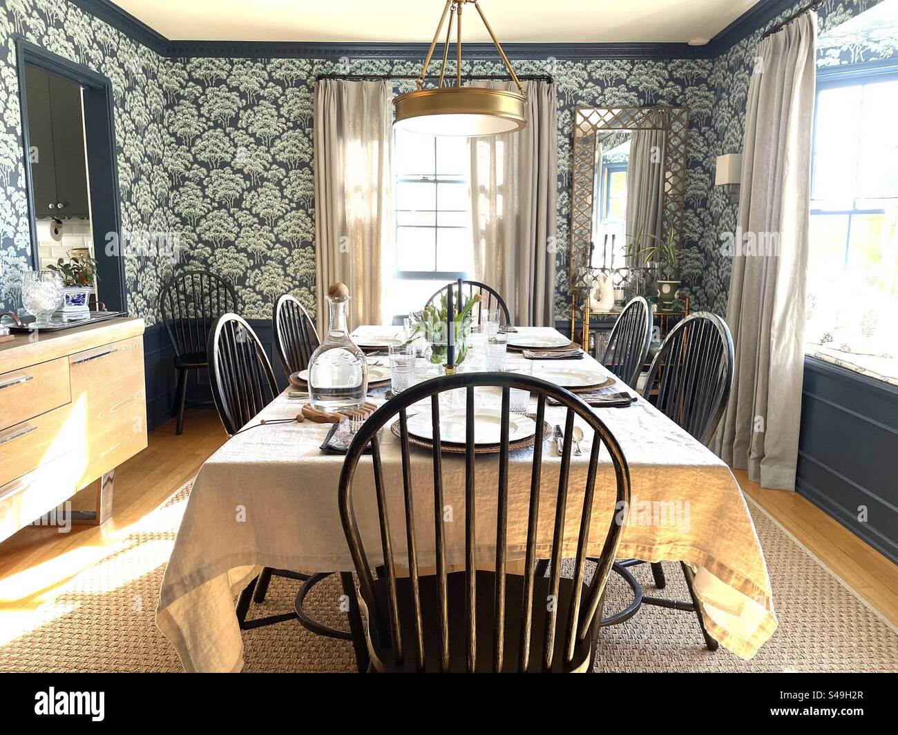 Set table ready for family celebration meal - Smartphone Captured Stock Image