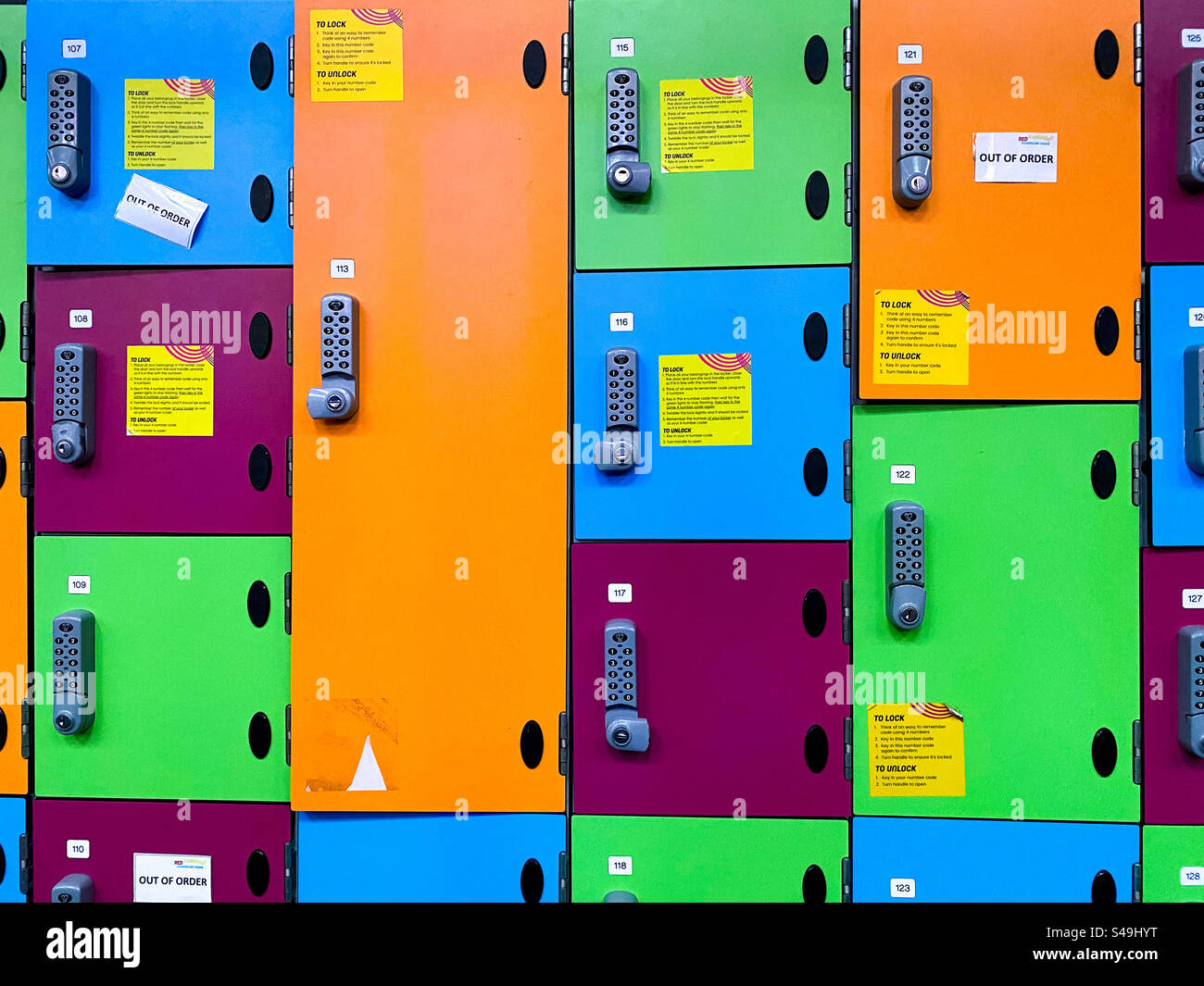 Colourful lockers for keeping belongings safe. - Smartphone Captured Stock Image