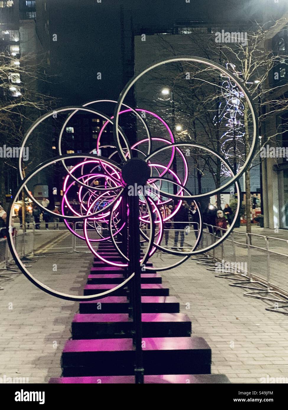 Circular Light installation at Canary Wharf winter lights - Smartphone Captured Stock Image