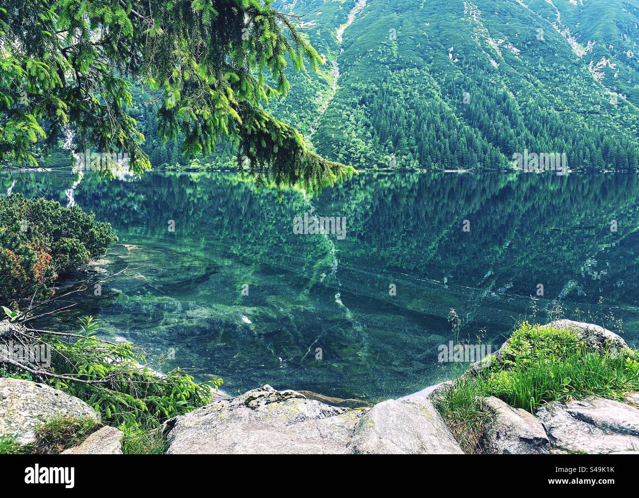 Morskie Oko lake in the Polish Tatra Mountains - Smartphone Captured Stock Image