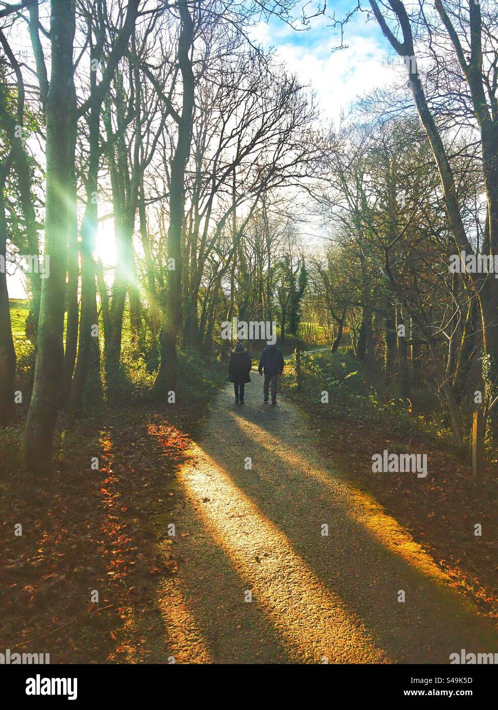 Couple walking cycle path 82 North Wales - Smartphone Captured Stock Image