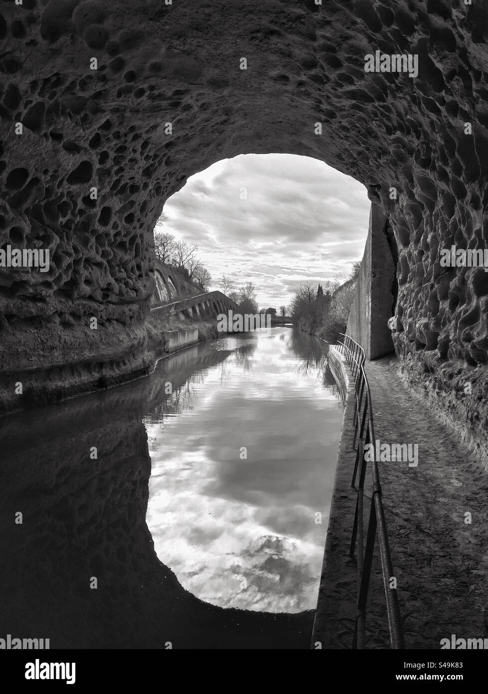 Interior of the Malpas tunnel in winter. Occitanie, France Stock Photo