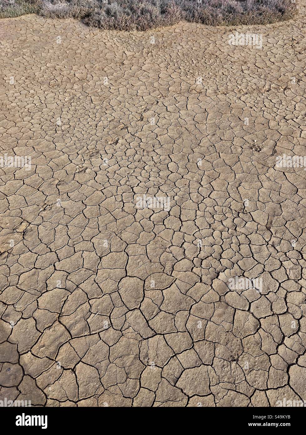 Cracked earth in Occitanie, France - Smartphone Captured Stock Image