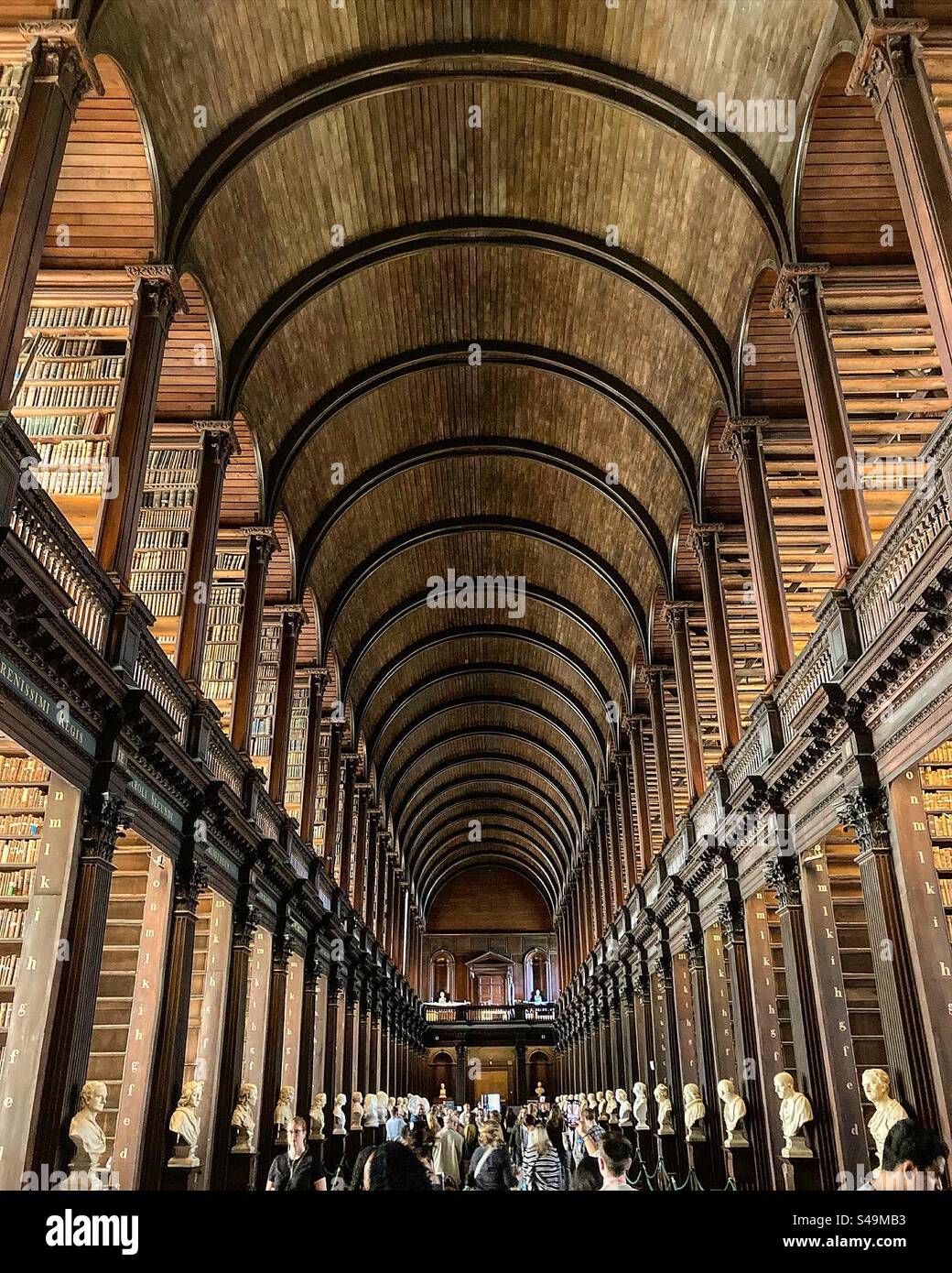 Main hall in Trinity College Library in Dublin, Ireland - Smartphone Captured Stock Image
