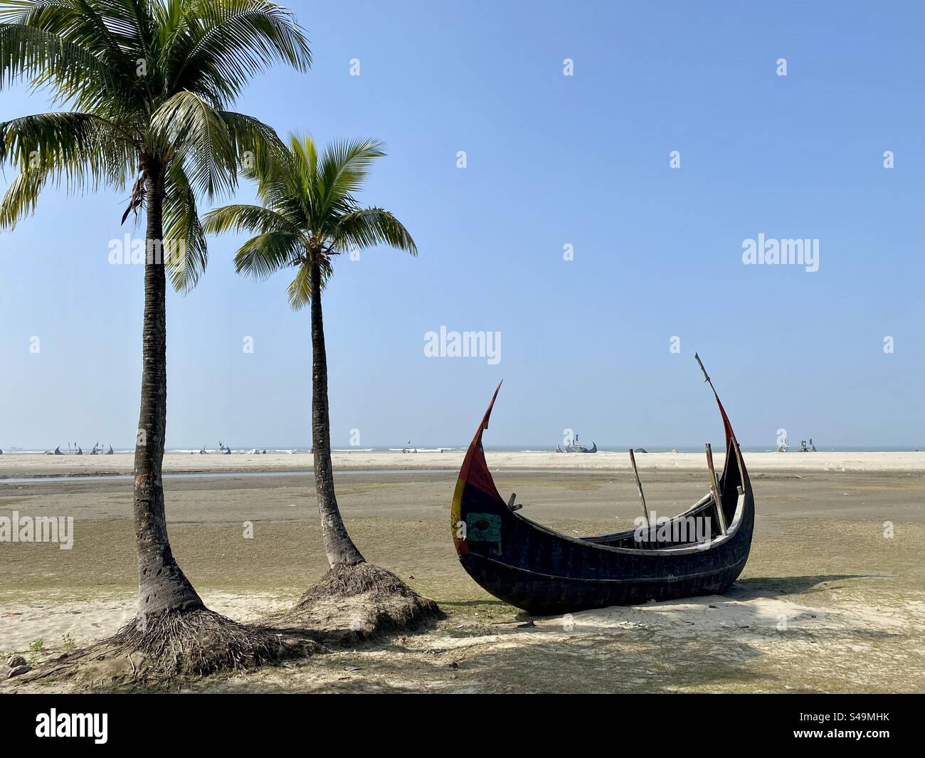 Moon boat in Cox’s bazar in Bangladesh Stock Photo