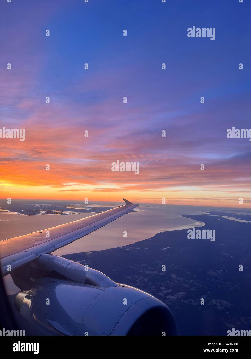 Sunrise flight over Maryland - Smartphone Captured Stock Image