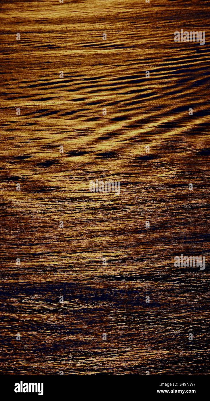 Setting sun makes the Salish Sea glow like wheat fields in Seattle, WA. - Smartphone Captured Stock Image