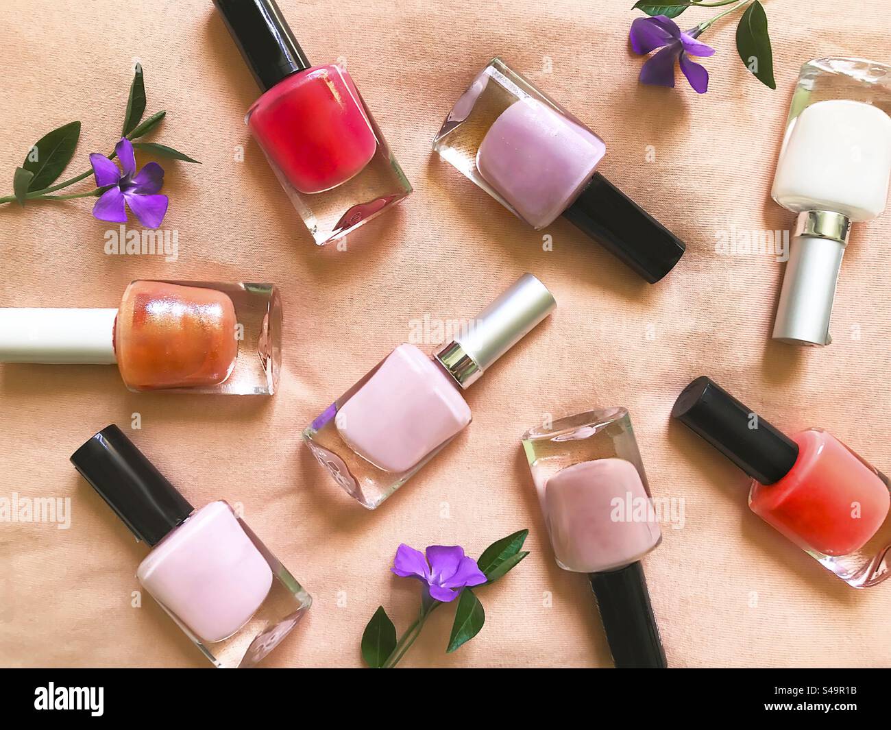 Colorful bottles of nail polish - Smartphone Captured Stock Image