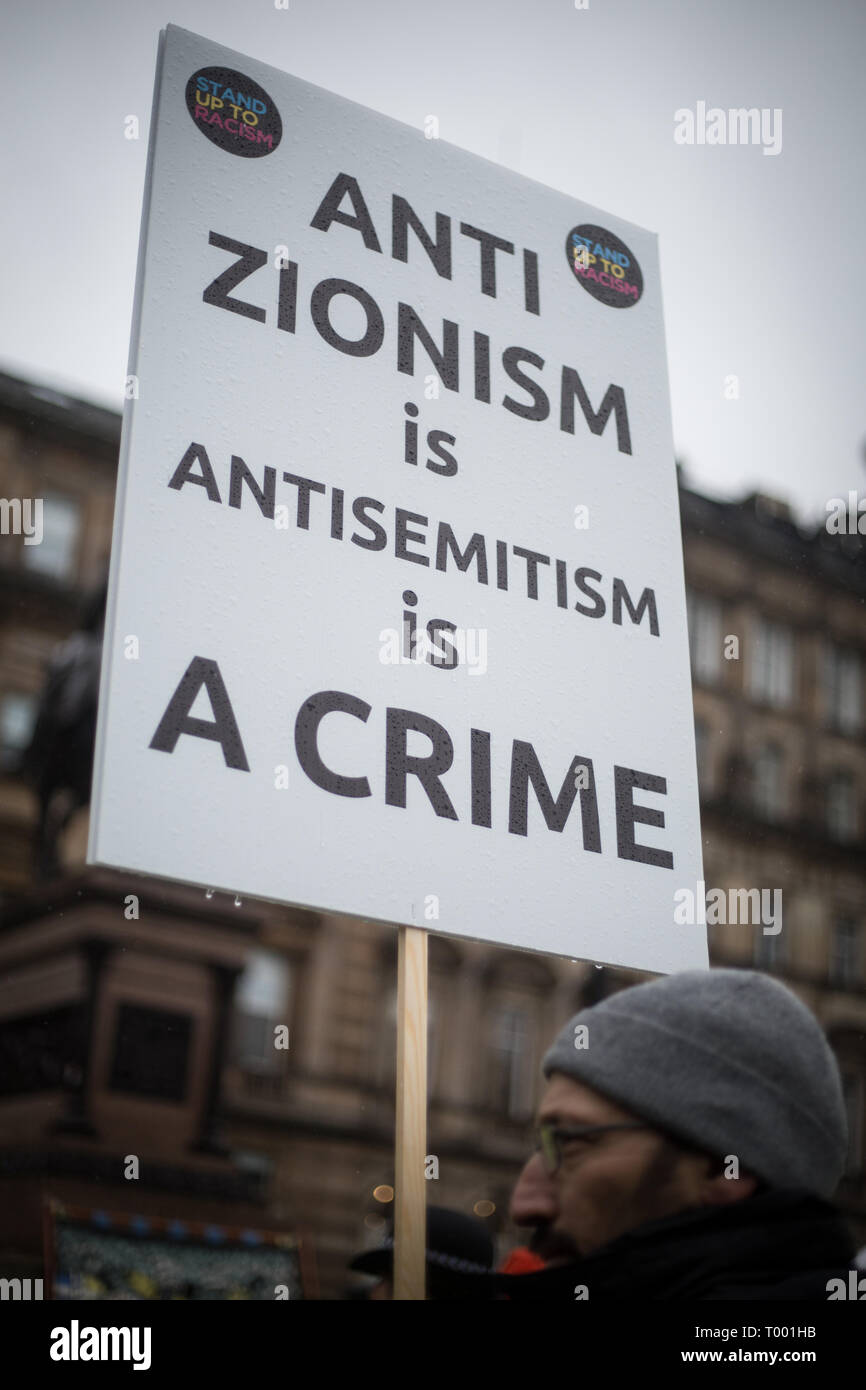 Glasgow, Scotland, 16th March 2019. Pro-Palestine and Pro-Israel groups meet at an Anti-racism rally in George Square, in Glasgow, Scotland, 16 March 2019. Photo by: Jeremy Sutton-Hibbert/Alamy Live News. Stock Photo