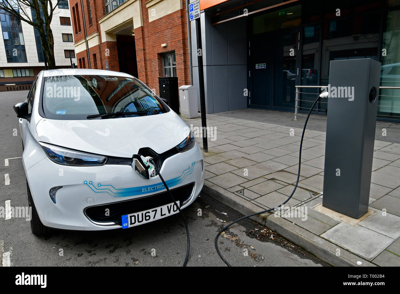 Bristol, UK. 16th March 2019. UK Electric car charging point seen in