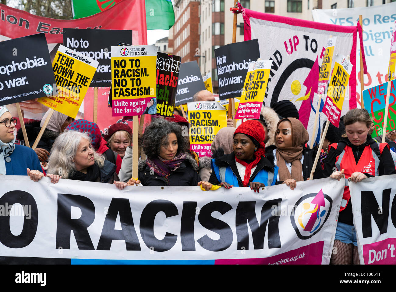 London, UK. 16th March, 2019. people gather to protest against far-right groups in UK and Europe. Credit: AndKa/Alamy Live News Stock Photo