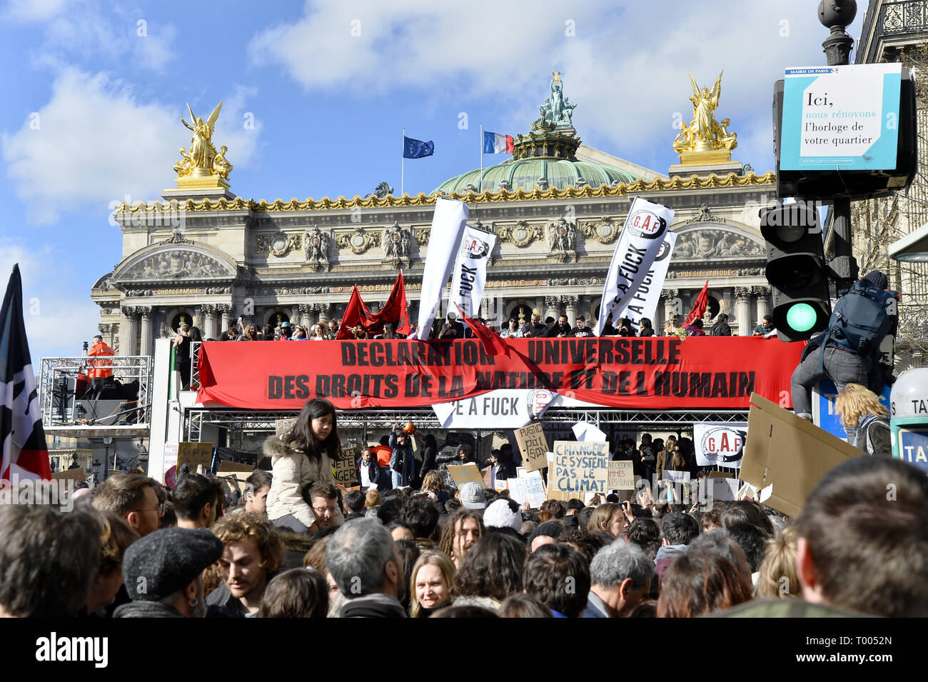 The March of the Century - Paris, France. 16th March 2019. 45 000 people took part in the demonstration against climate change (La Marche du Siécle) in Paris on the 16th march 2019 Credit: Frédéric VIELCANET/Alamy Live News Stock Photo