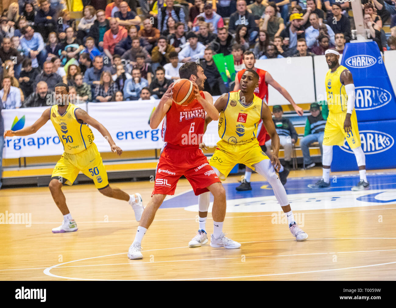 Vevey, Switzerland. 16th march, 2019. LNAM SB League Rivera Lakers VS Pully Lausanne Foxes-Rivera Lakers VS Pully Lausanne Foxes- Rivera Lakers VS Pully Lausanne Foxes at Rivage Galeries, Vevey (Swiss Basket), 16-03-2019. Credit: Eric Dubost/Alamy Live News Stock Photo