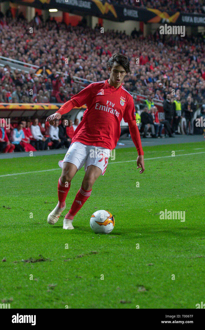 Lisbon, Portugal. March 16th 2019.. Benfica's forward from Portugal Joao Felix (79) in action during the game of the UEFA Europa League, 1/8 Finals, SL Benfica vs Dinamo Zagreb © Alexandre de Sousa/Alamy Live News Stock Photo