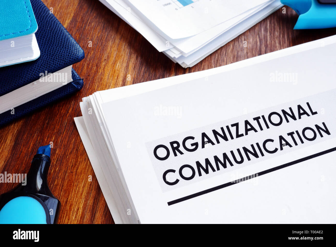 Documents about organizational communication on the desk. Stock Photo