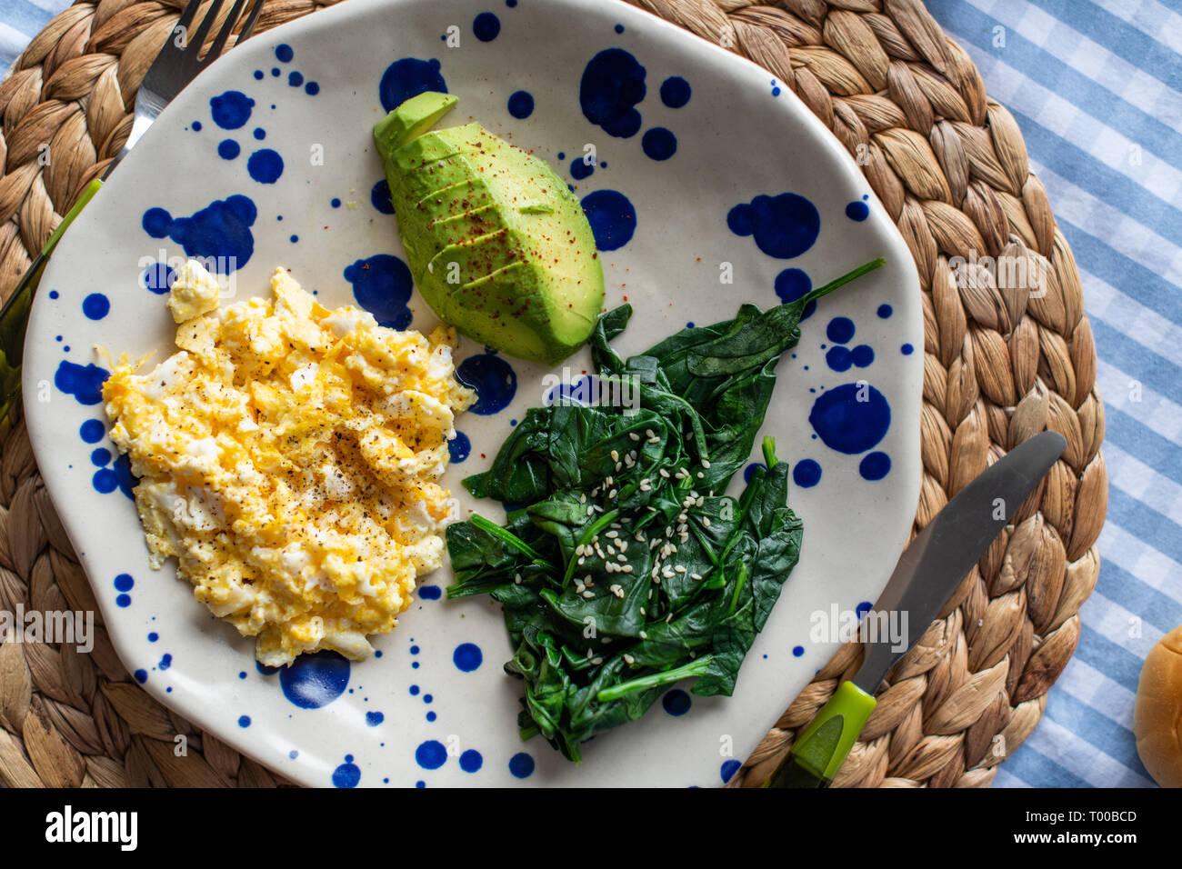 Breakfast Plate Of Scrambled Eggs Sliced Avocado And Small Sandwich Bread Stock Photo Alamy Breakfast Plate Of Scrambled Eggs Sliced Avocado And Small Sandwich Bread Stock Photo Alamy