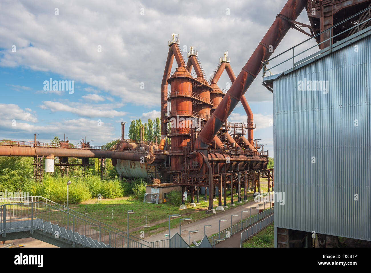 Nature taking over in the blast furnace park of Uckagne Stock Photo