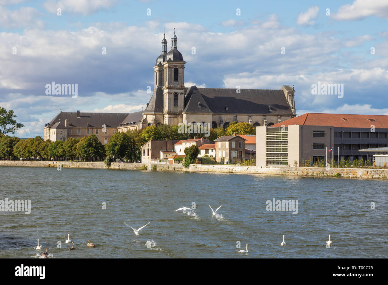 Abbey of the Premontres with the Moselle in Pont-a-Mousson Stock Photo