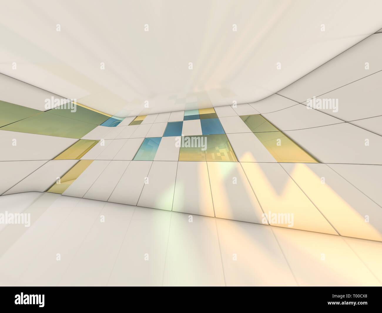 Abstract modern architecture background, empty open space interior. 3D ...